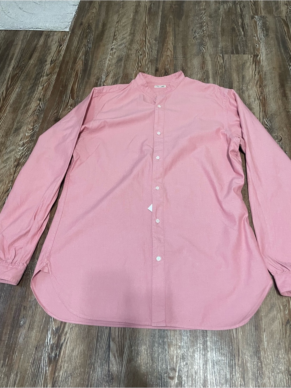 Camoshita Pink Mandarin Collar OCBD Oxford Button Shirt M 41